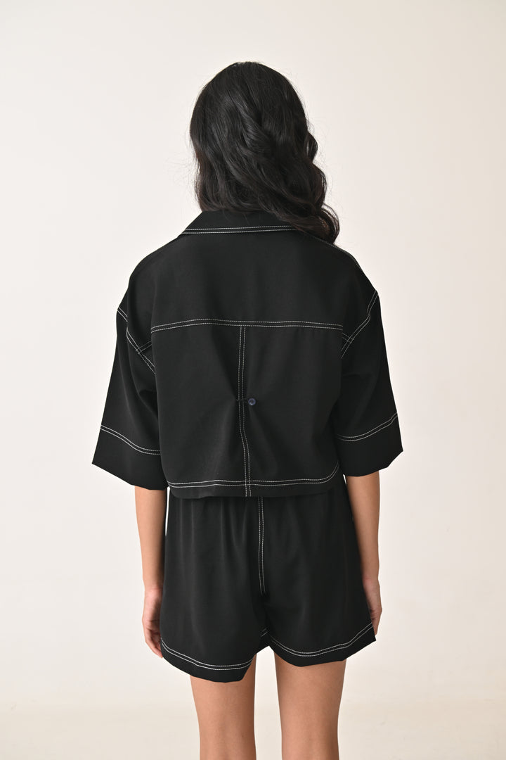 Black Contrast Thread Skorts