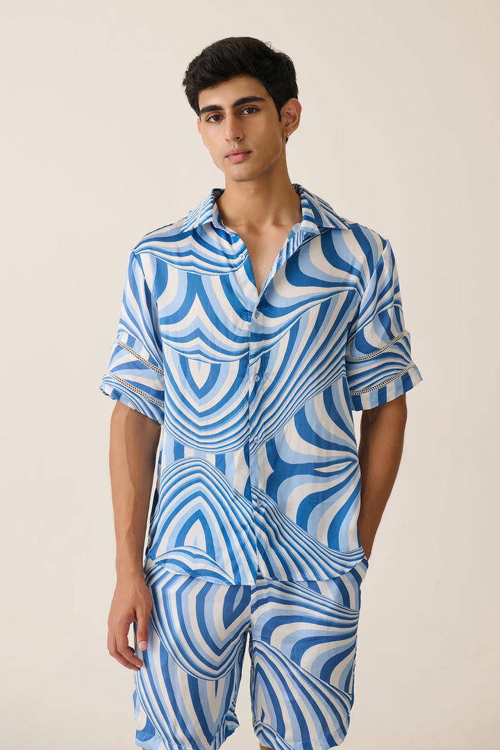 Blue Illusion Lace Shirt