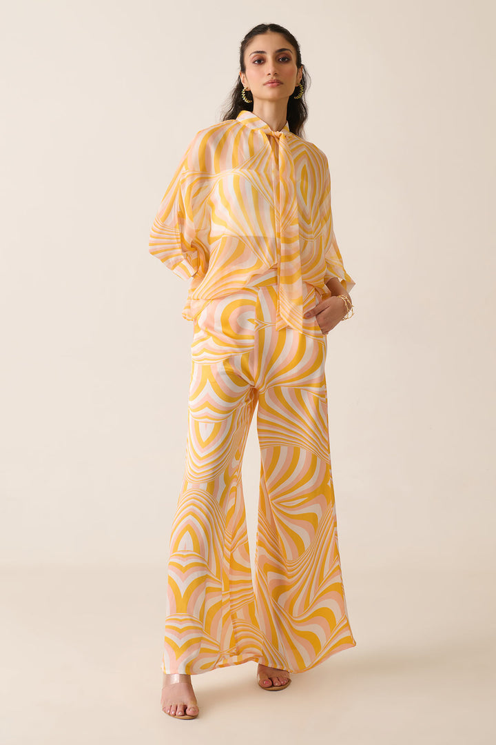 Yellow Bat Wing top Co-ord