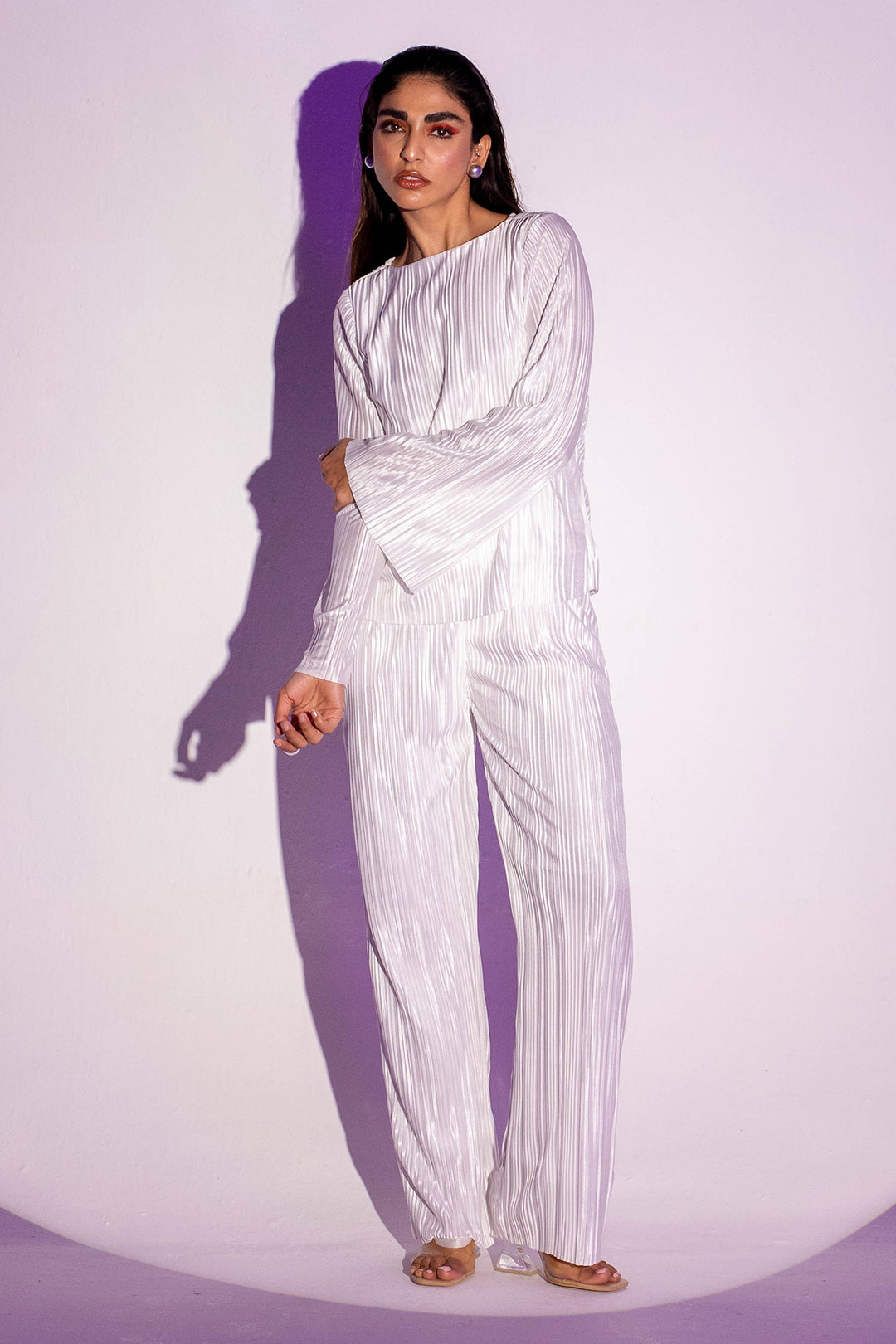 White Pleated Co-ord Set