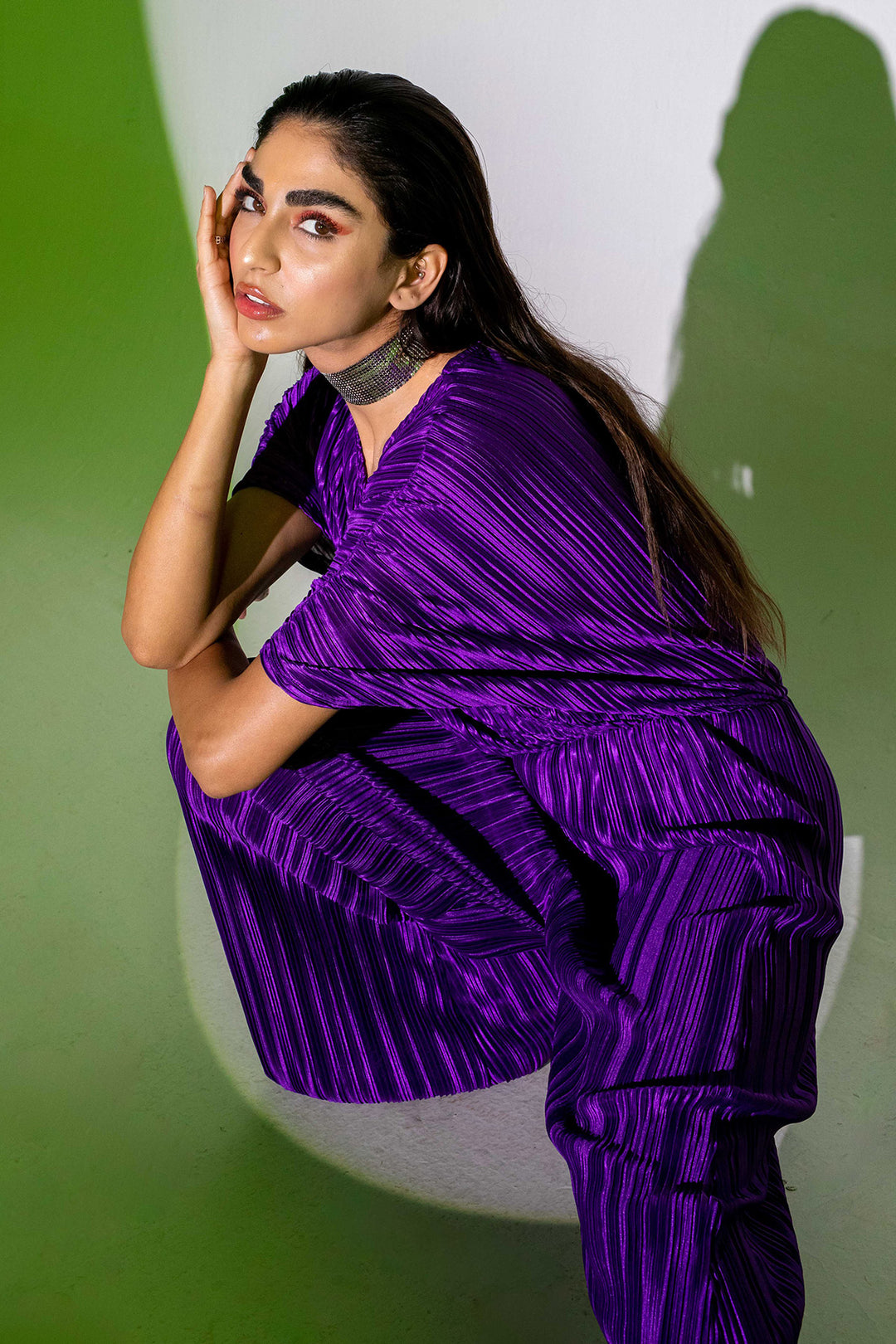 Violet Pleated Jumpsuit