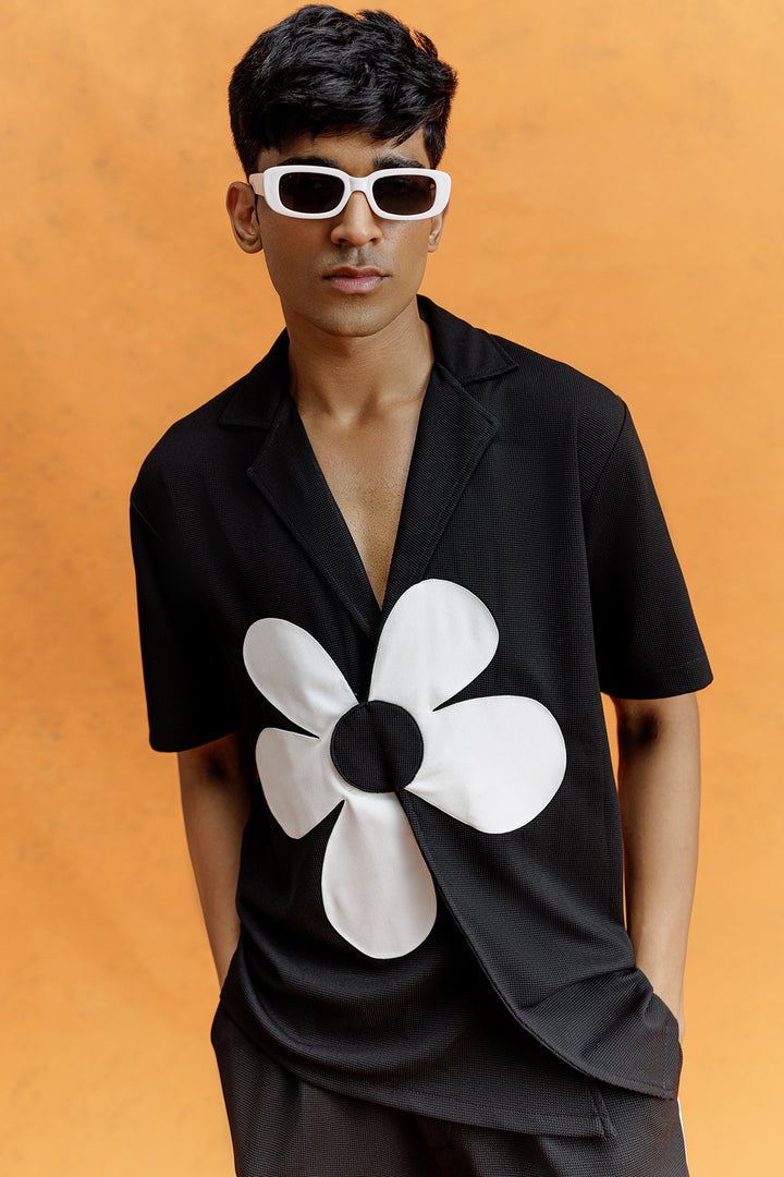 Black & White Flower Patch Shirt