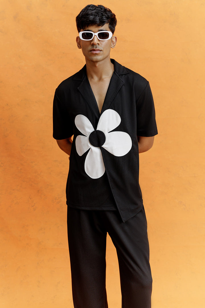 Black & White Flower Patch Shirt