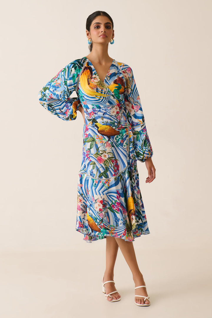 Blue Jungle Juice Wrap Dress