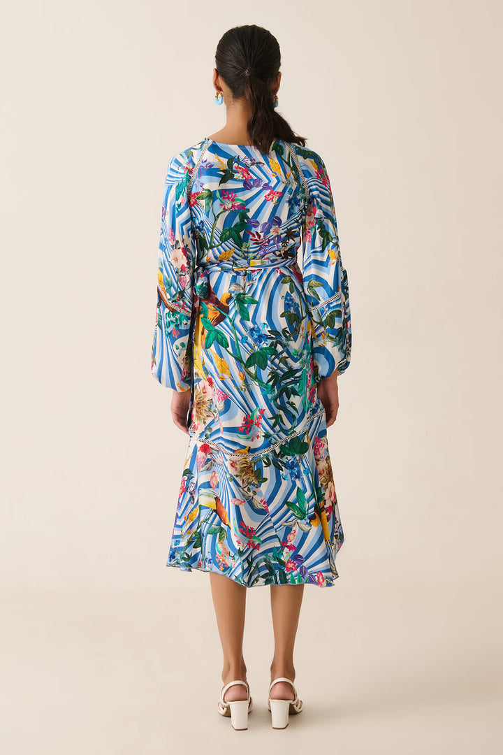 Blue Jungle Juice Wrap Dress