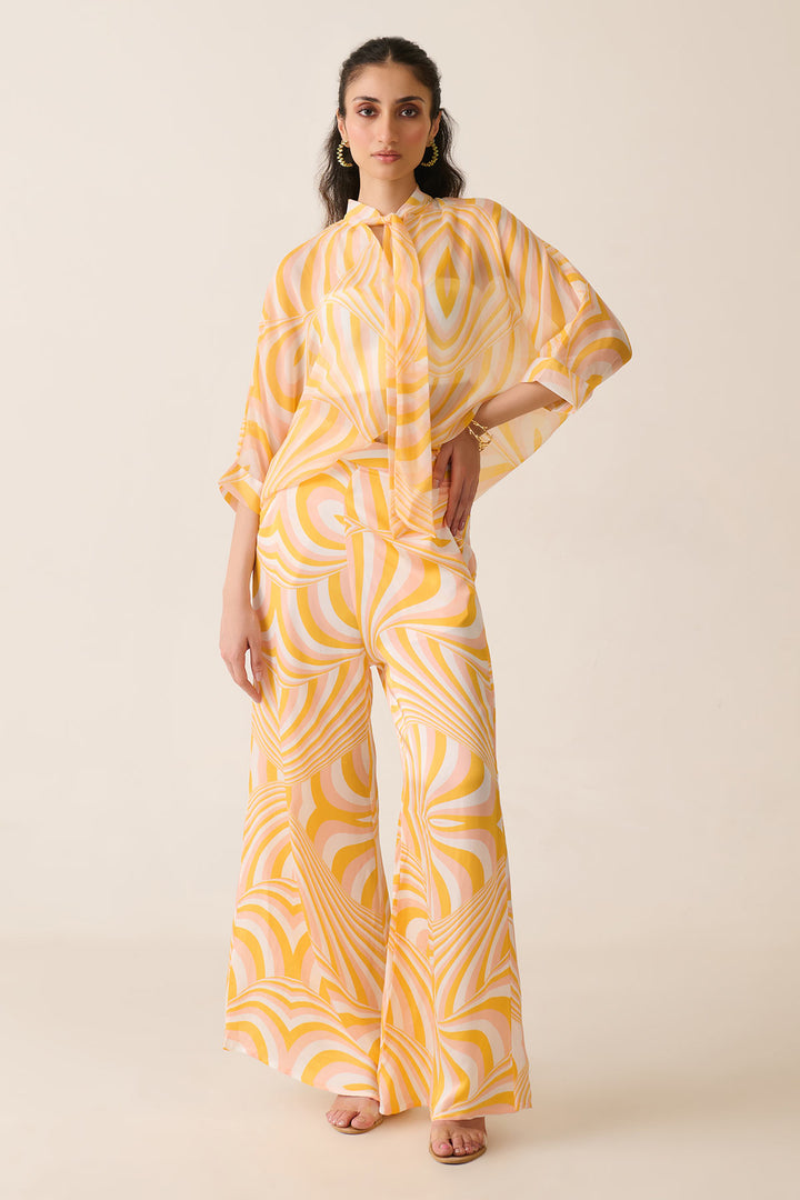 Yellow Bat Wing top Co-ord