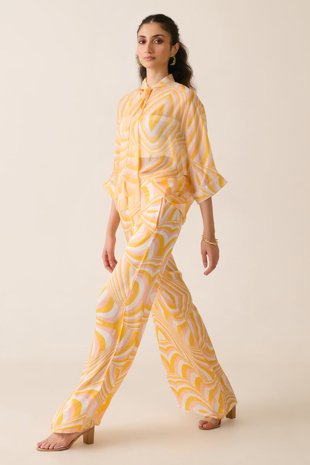 Yellow Bat Wing top Co-ord