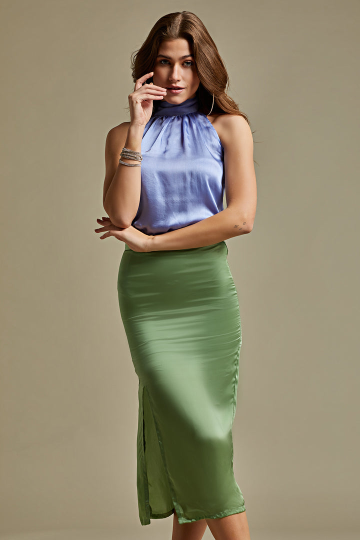 Satin Slit Skirt