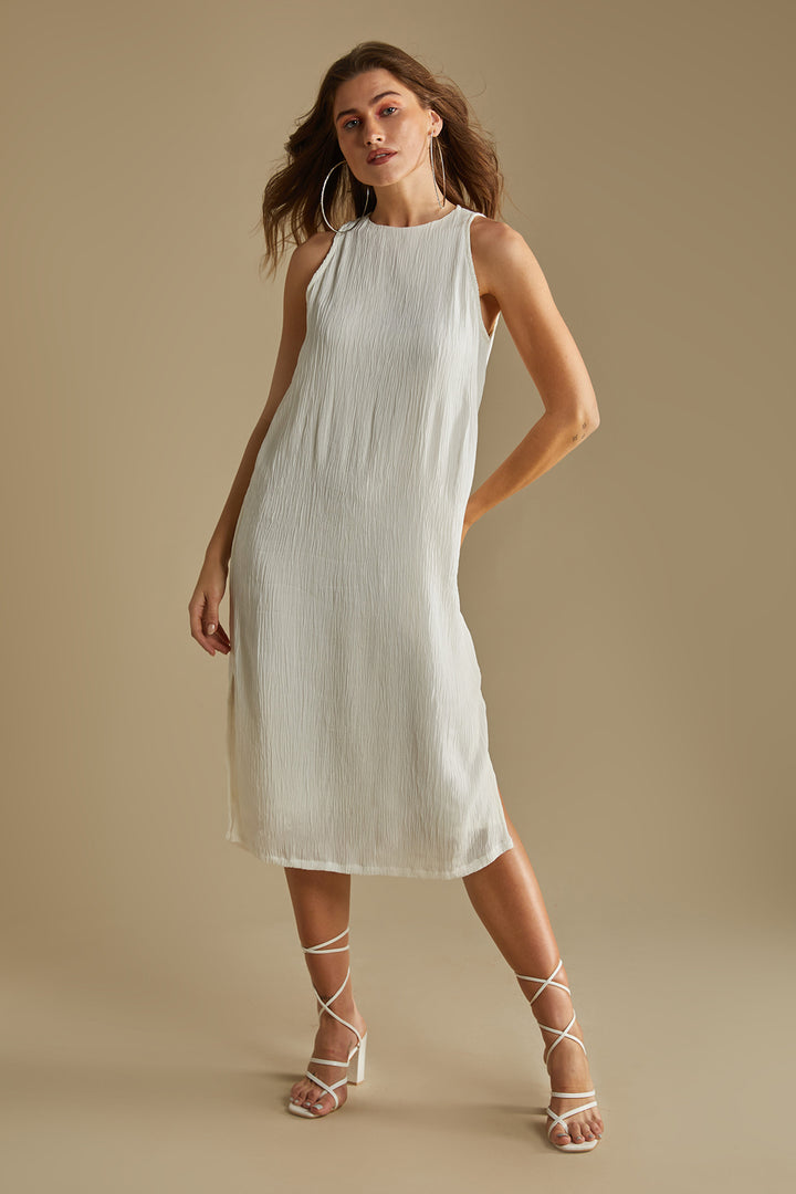 White Crinkled Dress