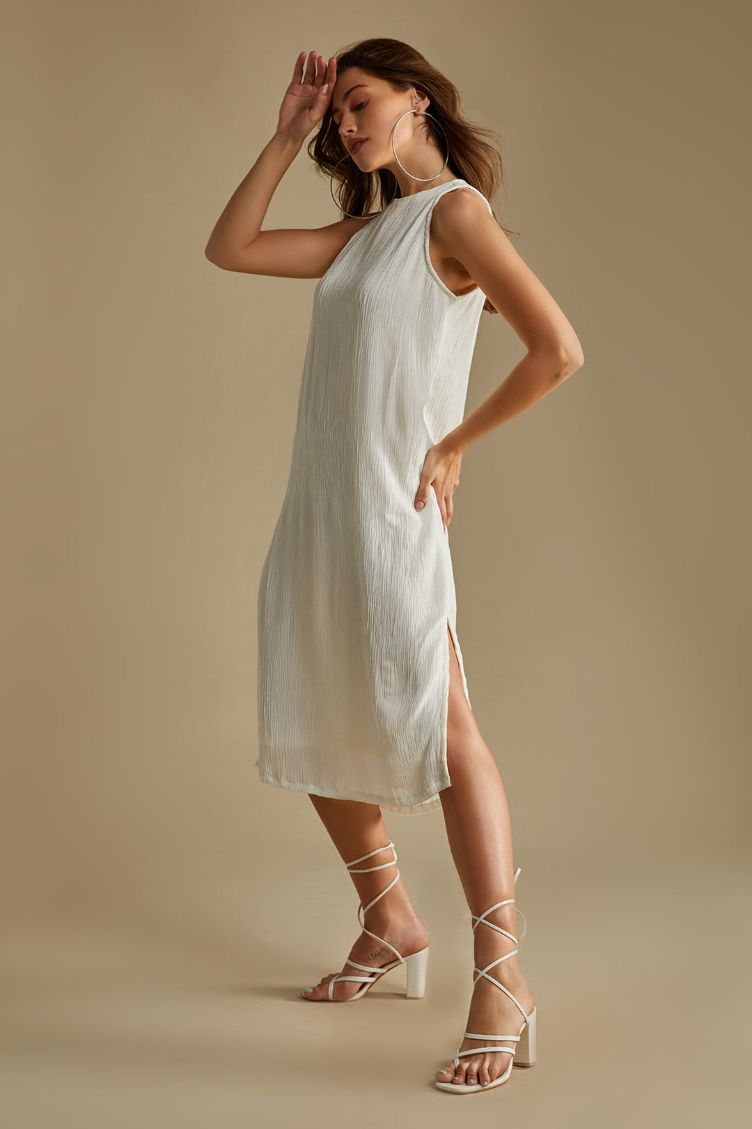 White Crinkled Dress