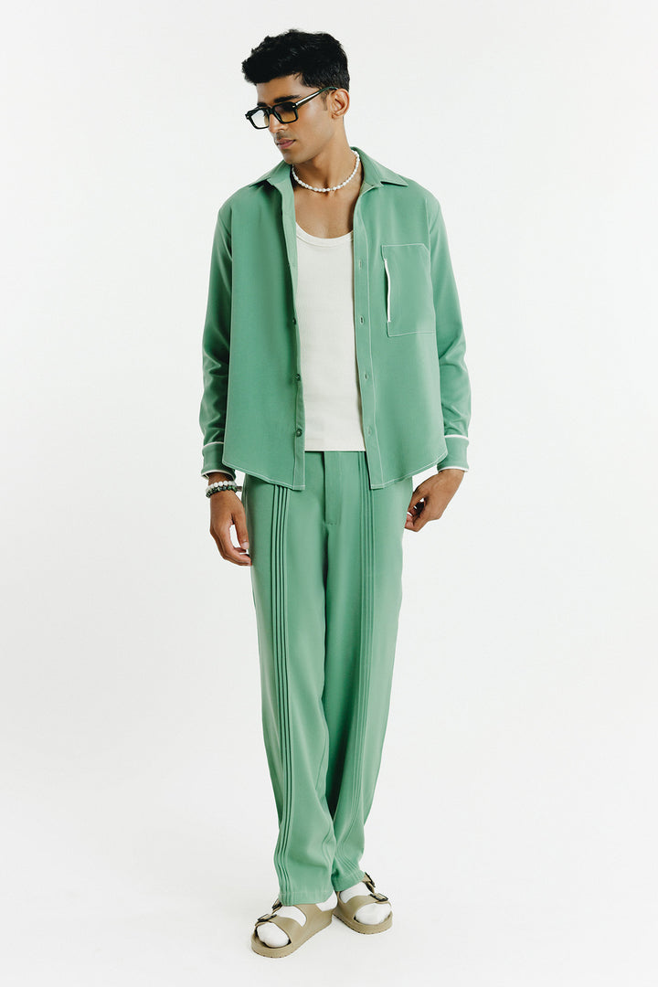 Dust Green Pin Tuck Pants