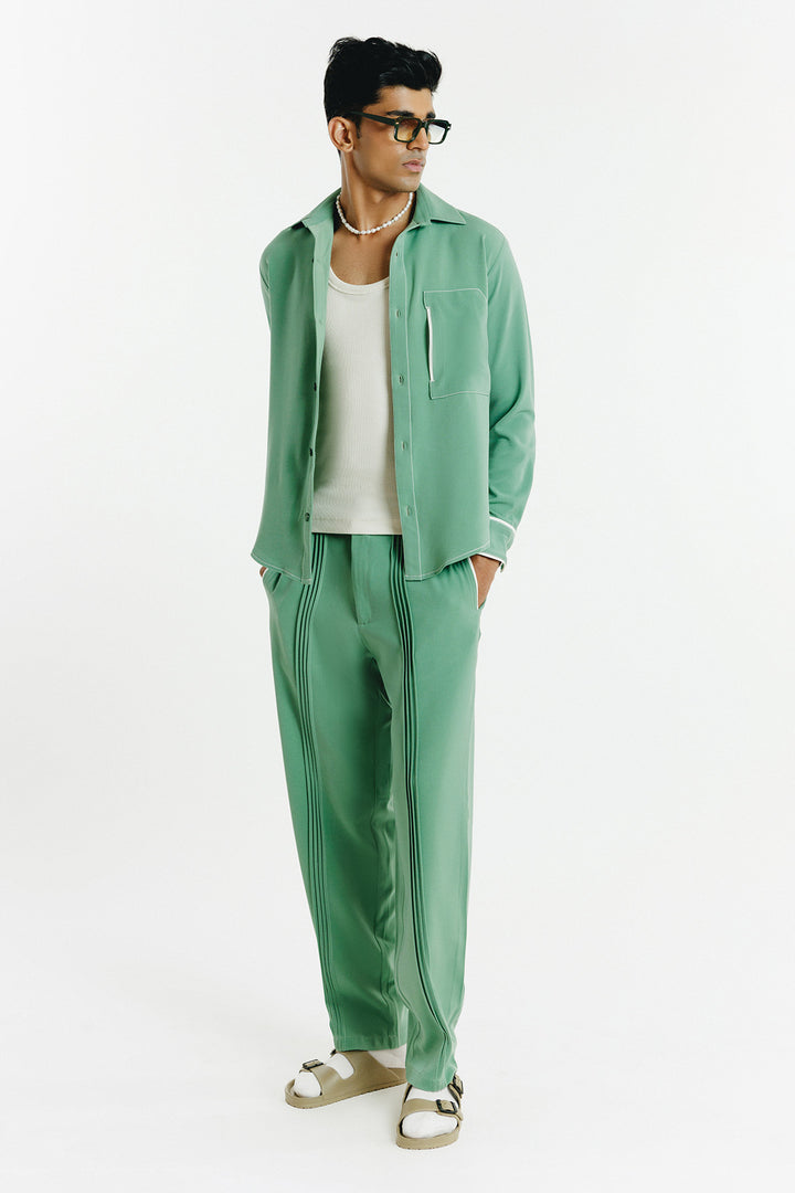 Dust Green Pin Tuck Pants