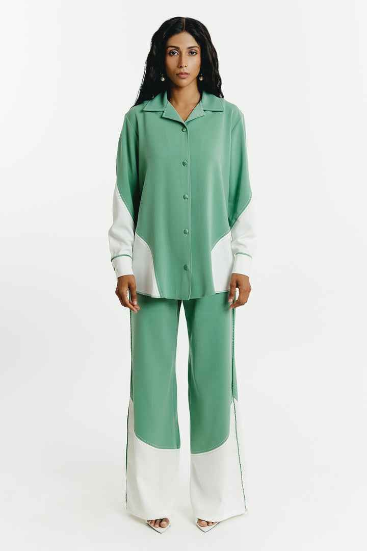 Green Patch Work Shirt