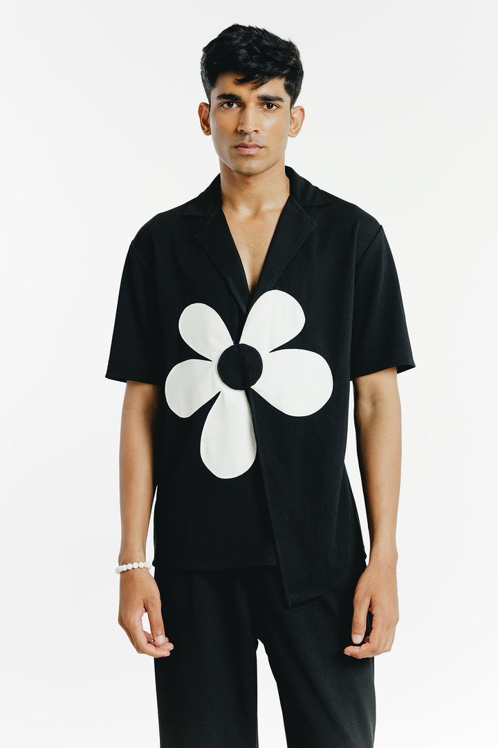 Black & White Flower Patch Shirt