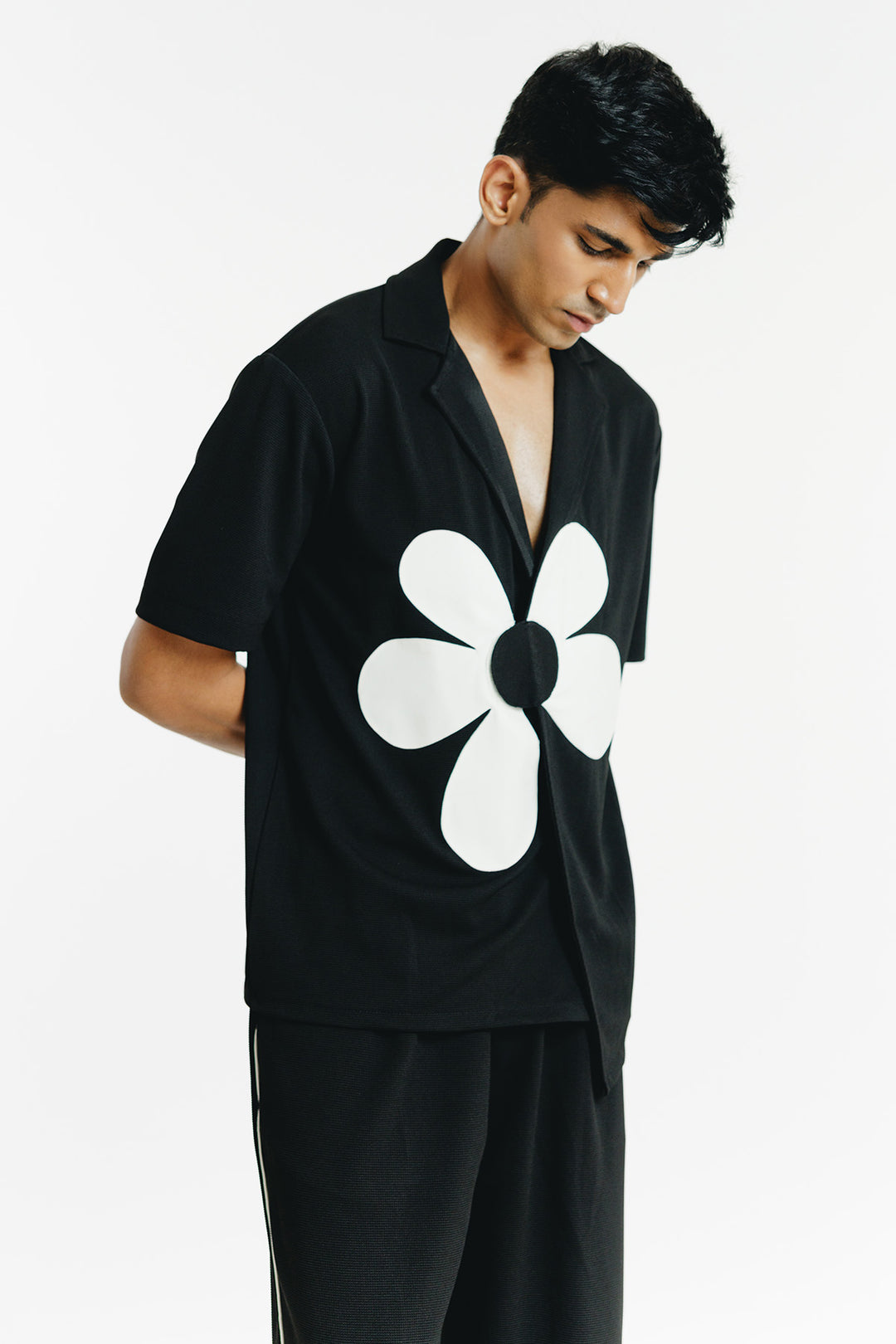 Black & White Flower Patch Shirt