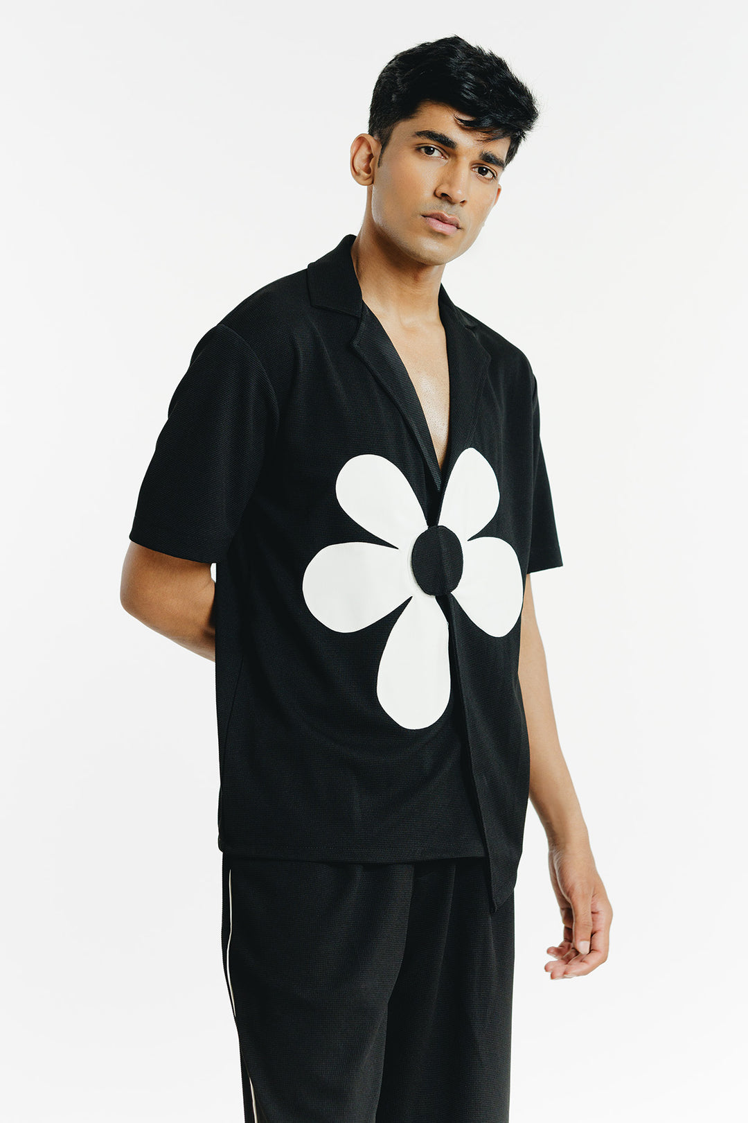 Black & White Flower Patch Shirt