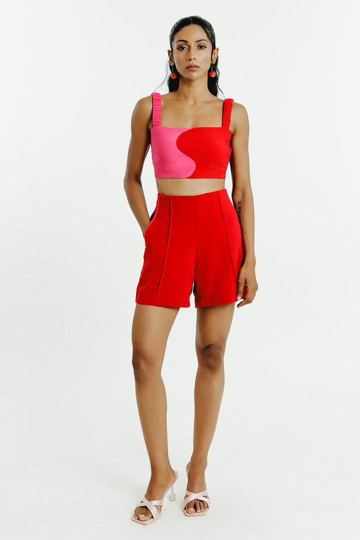 Red & Pink Bralette Co-ord Set