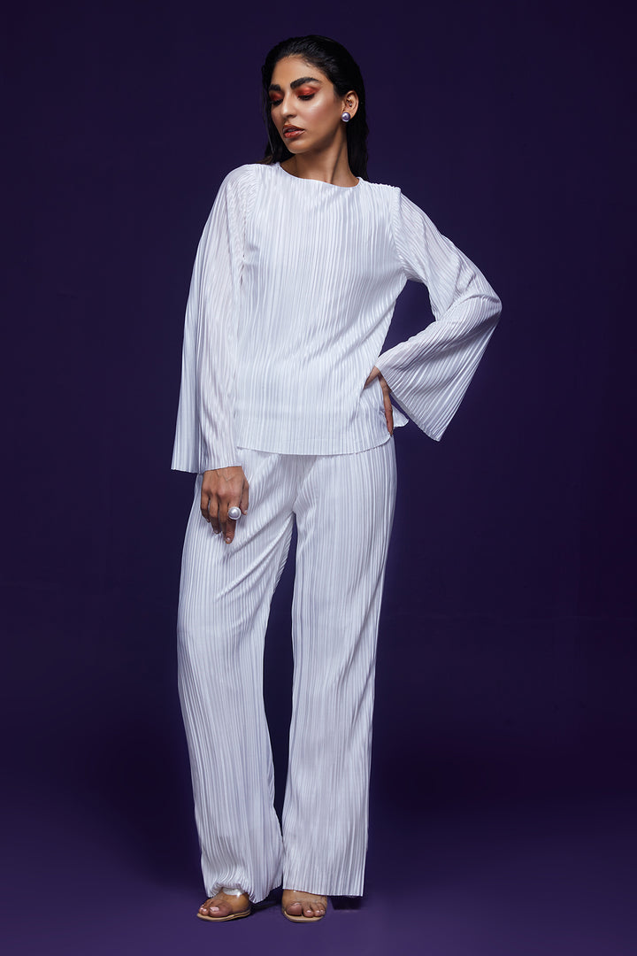 White Pleated Co-ord Set