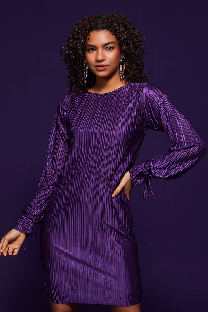 Purple Pleated Dress