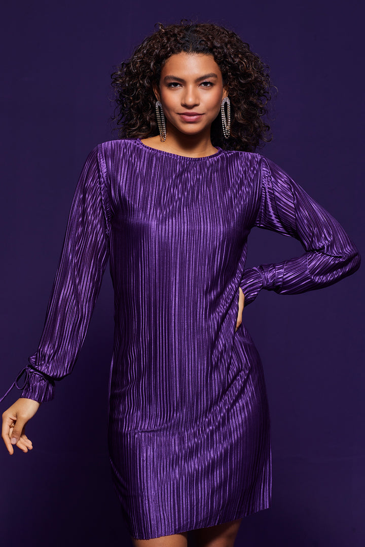 Purple Pleated Dress