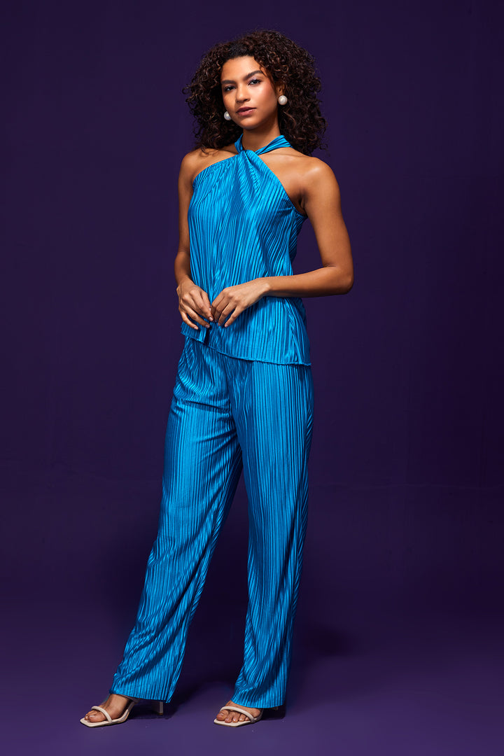 Blue Pleated Pant