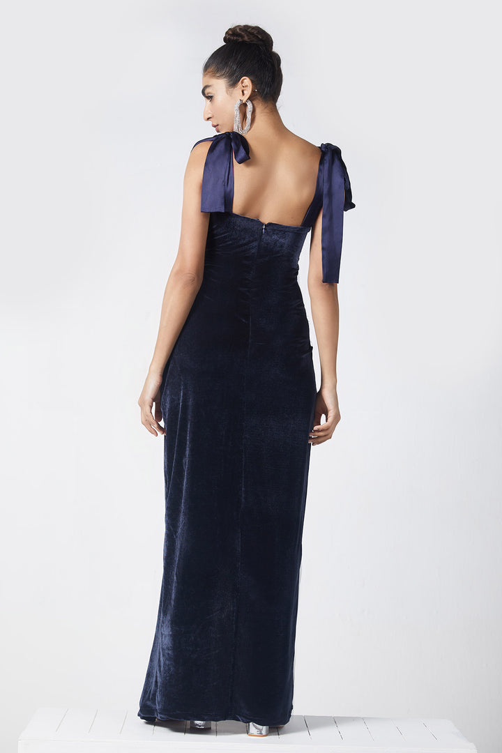 Navy Velvet Long Dress